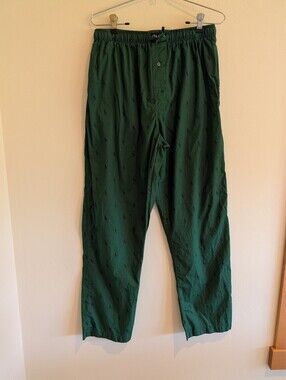 POLO Ralph Lauren AOP Pony Green Navy Pajama Pants Men's Medium Cotton
